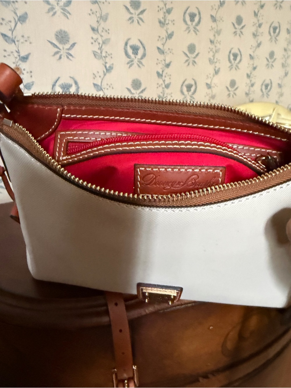 Dooney & Bourke Ivory Crossbody with Brown Leather Trim - Picture 8 of 11
